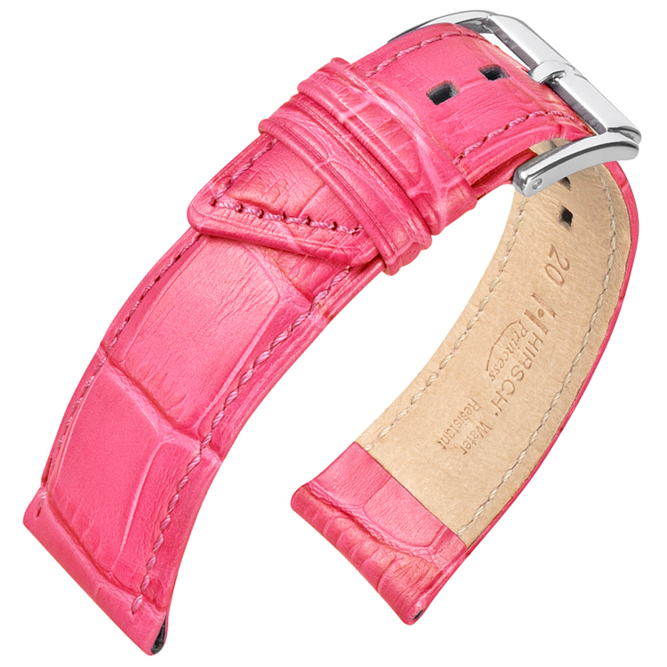 Hirsch Princess Horlogebandje Alligatorgrain Roze