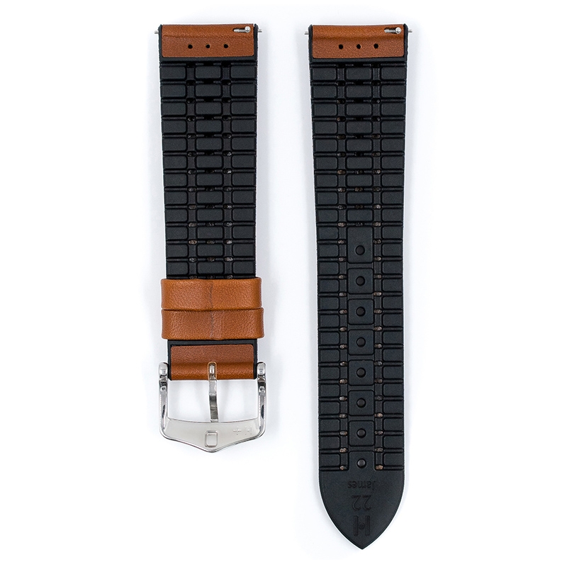 Hirsch James Performance Horlogeband Goudbruin Leer / Zwart Rubber