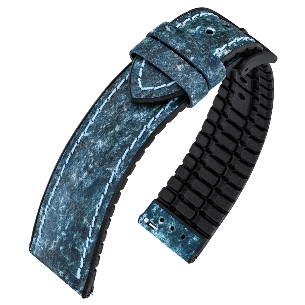 Hirsch Stone Performance Horlogeband Leisteen / Rubber - Blauw