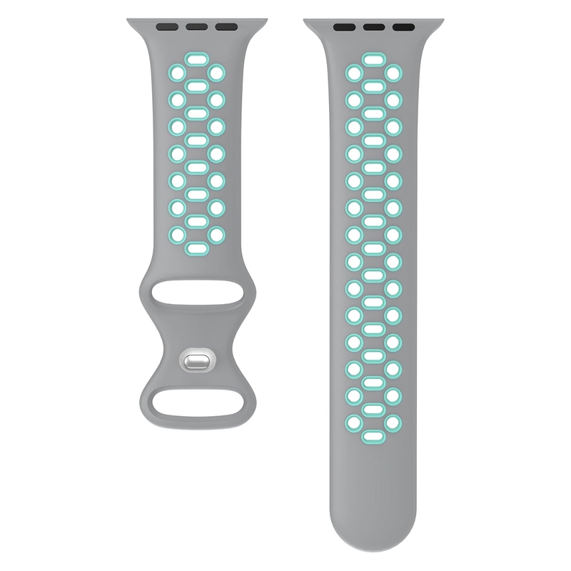 Apple Watch Sportieve Horlogeband Silicone Rubber Grijs Turquoise
