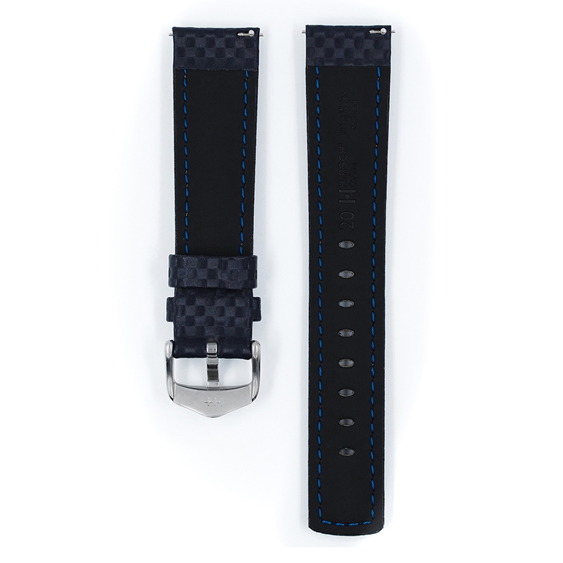Hirsch Carbon Horlogebandje 100 m Water-Resistant Blauw
