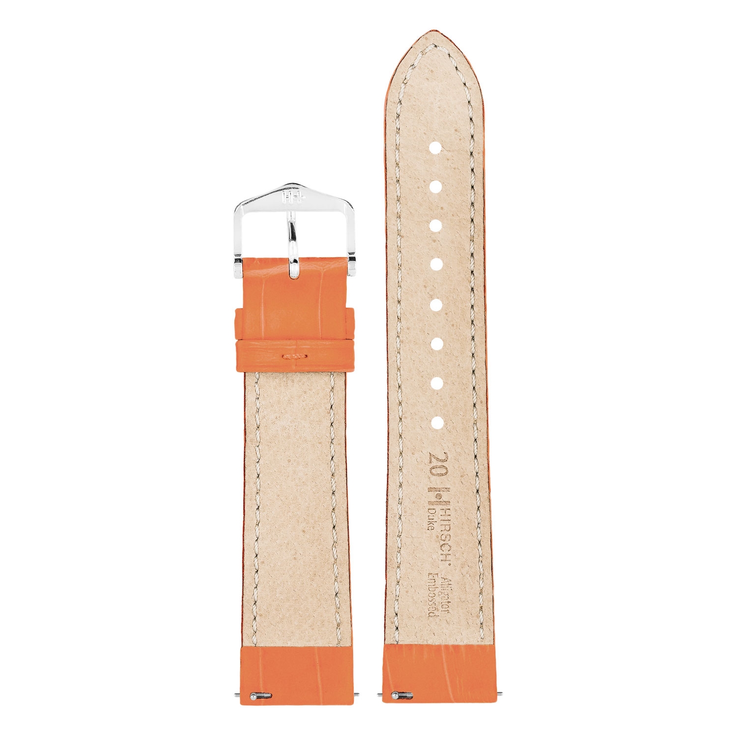 Hirsch Duke Horlogebandje Alligatorgrain Oranje