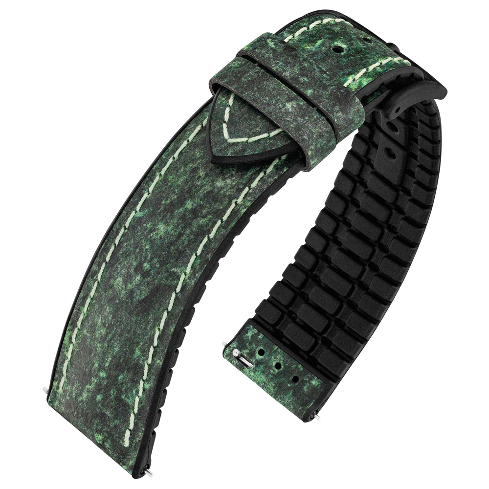 Hirsch Stone Performance Horlogeband Leisteen / Rubber - Groen