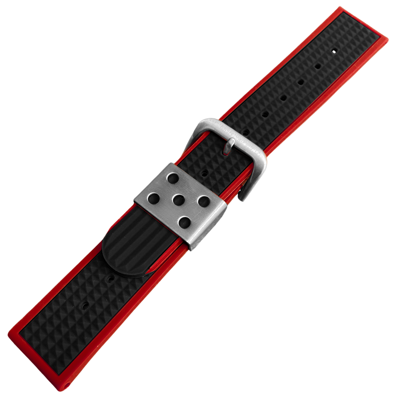 Waffle Strap Rubberen Horlogeband Rood Zwart
