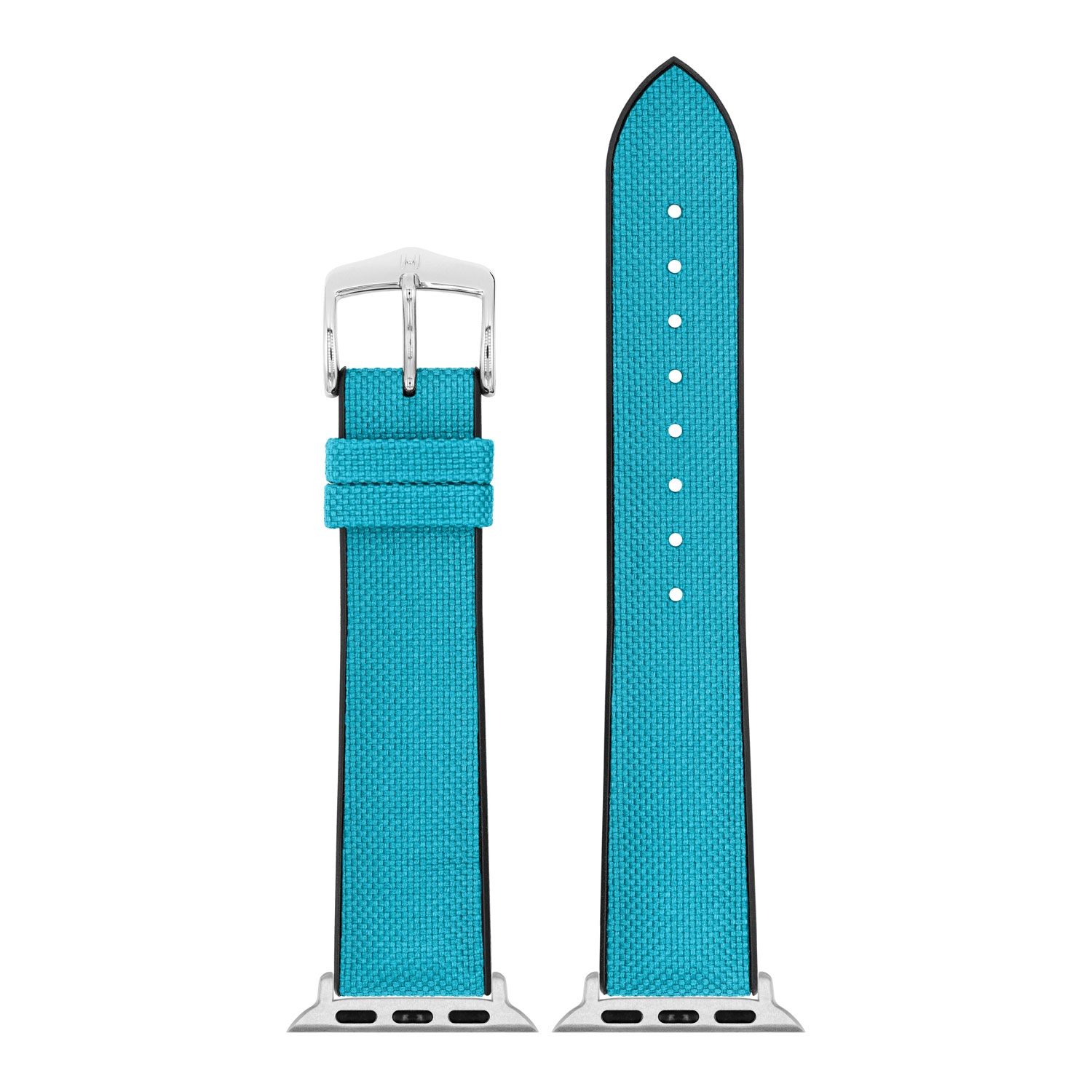 Apple Watch Horlogeband Hirsch Arne Recycled Turquoise PET op Zwart Natuurrubber