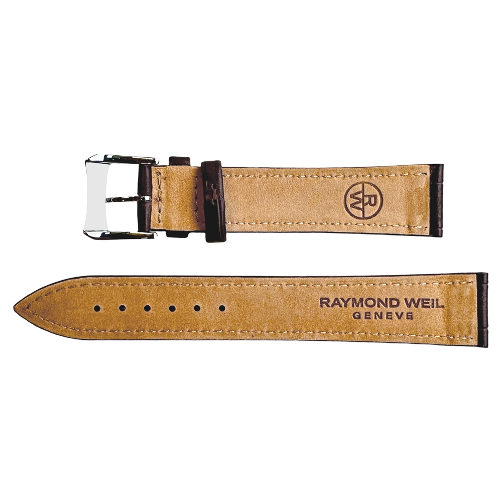 Raymond Weil Alligatorgrain Kalfslederen Horlogeband Bruin - met Gesp