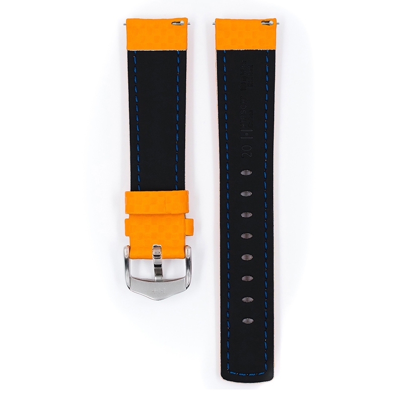 Hirsch Carbon Horlogebandje 100 m Water-Resistant Oranje