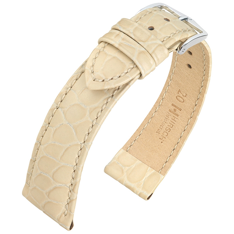 Hirsch Aristocrat Horlogebandje Crocograin Beige