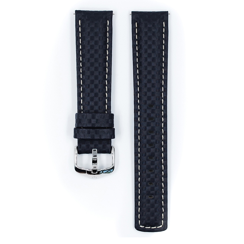 Hirsch Carbon Horlogebandje 100 m Water-Resistant Blauw