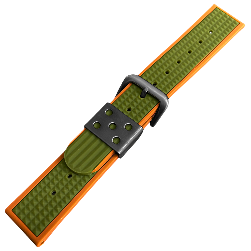 Waffle Strap Rubberen Horlogeband Oranje Groen