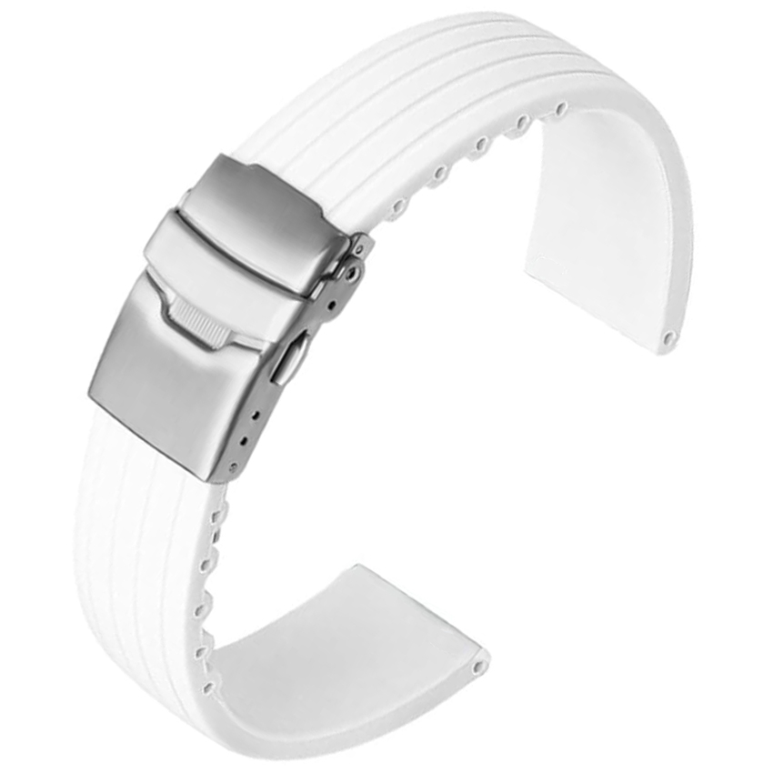 Silicone Rubberen Horlogeband met Vouwsluiting - Wit