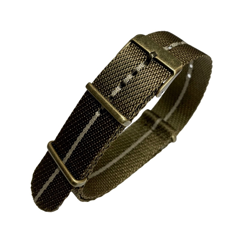 Slanted Khaki Sand NATO G10 Military Nylon Strap - BRONZE 22mm