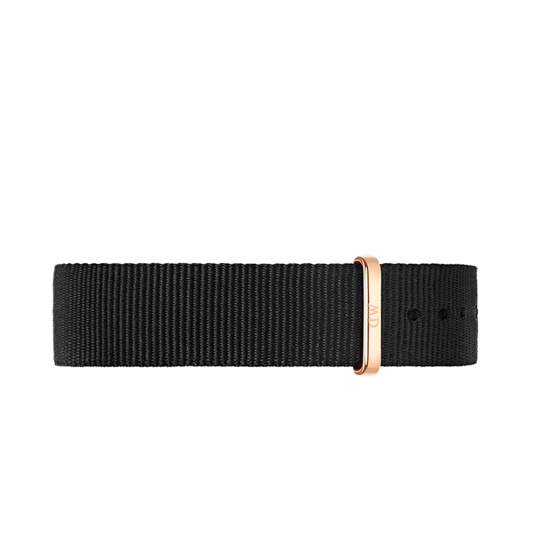 Daniel Wellington 14mm Petite Cornwall Zwart Nato Horlogebandje Rosé Gesp