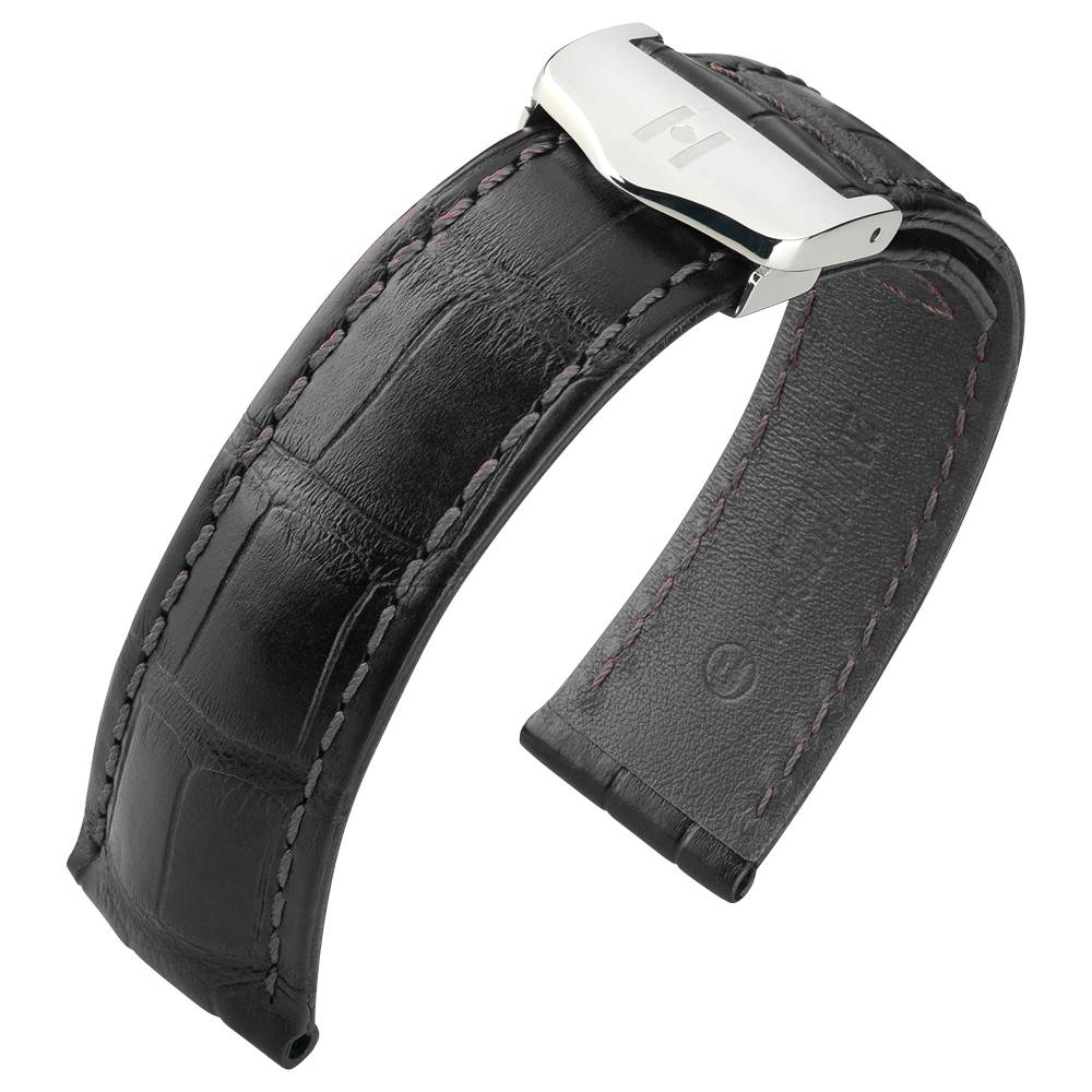 Horlogeband voor TAG Heuer Vouwsluiting - Hirsch Speed Louisiana Alligator Zwart