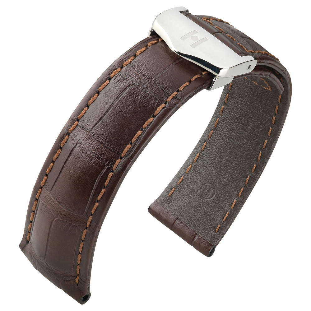 Horlogeband voor TAG Heuer Vouwsluiting - Hirsch Speed Louisiana Alligator Donkerbruin