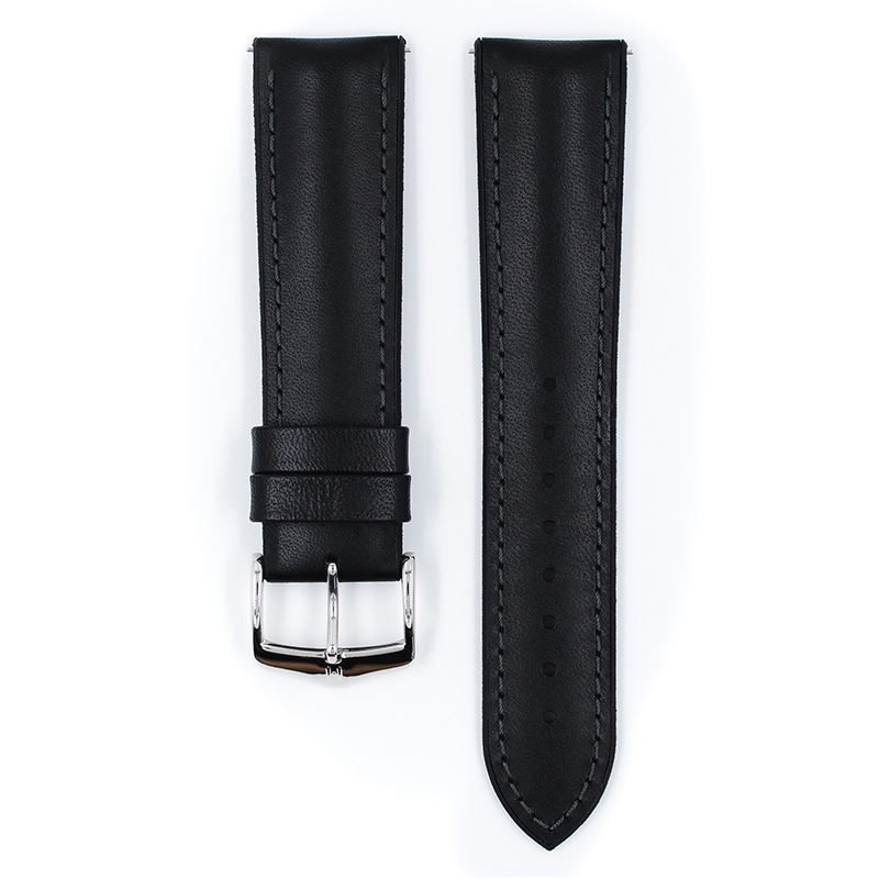 Hirsch James Performance Horlogeband Zwart Leer / Zwart Rubber