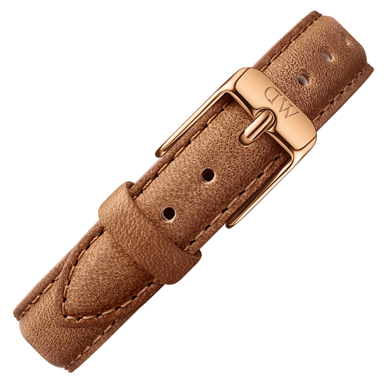 Daniel Wellington 14mm Petite Durham Bruin Leer Horlogebandje Rosé Gesp