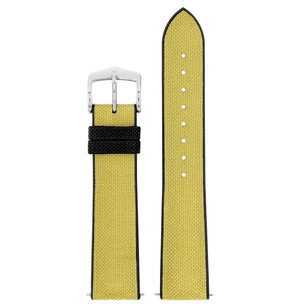 Hirsch Arne Performance Recycled Horlogeband Geel PET / Zwart Rubber