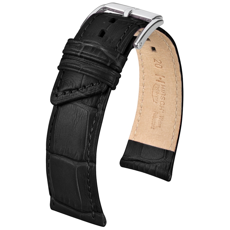 Hirsch Princess Horlogebandje Alligatorgrain Zwart