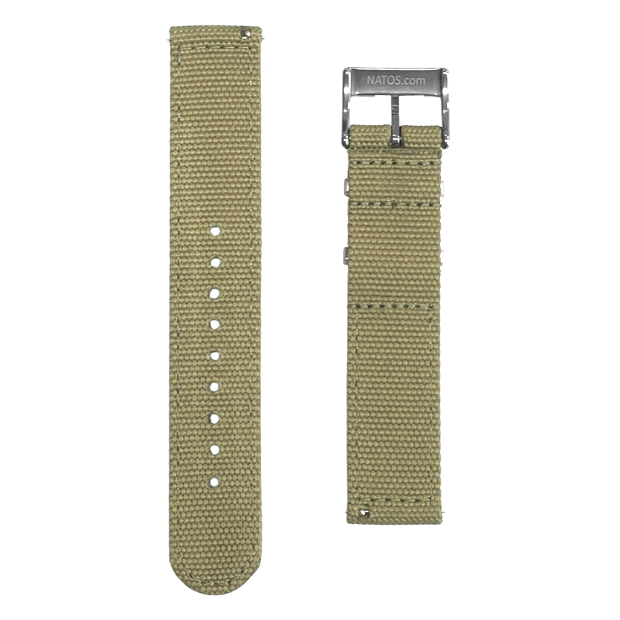Beige Canvas Like NATO Nylon Two Piece Strap